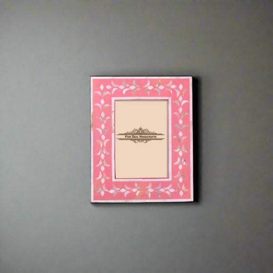 Mother Of Pearl Inlay Photo Frame- Floral/Pink