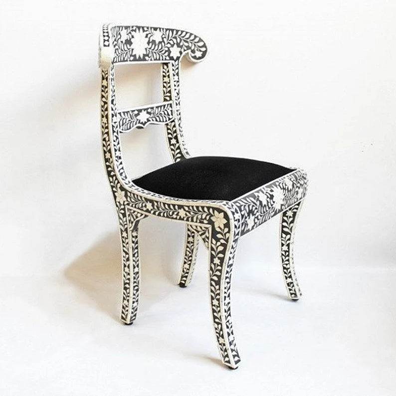 Handmade Bone Inlay Black Bone Inlay Chair