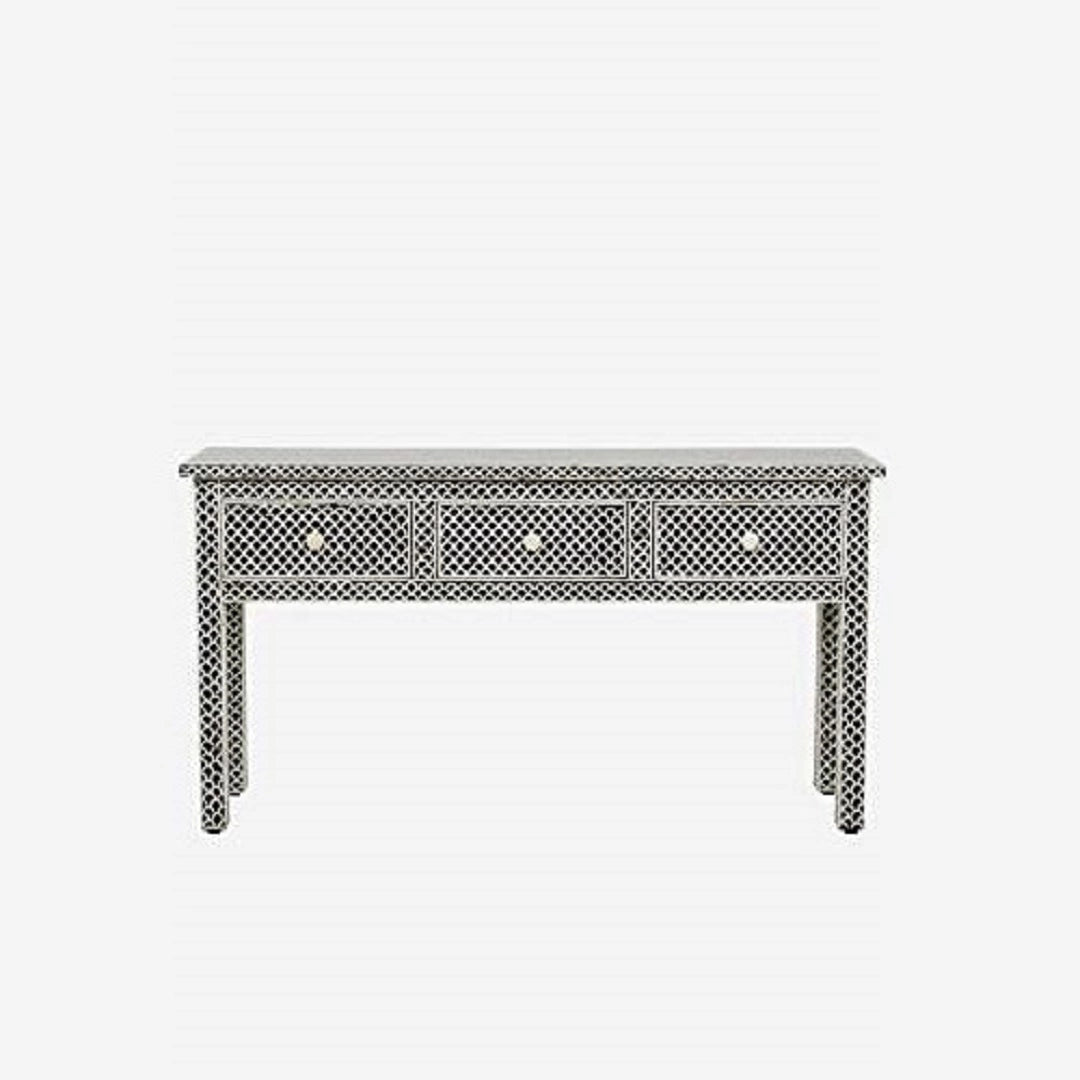 HANDMADE BLACK BONE INLAY CONSOLE TABLE IN FISH SCALE PATTERN FOR HOME AND OFFICE DECOR