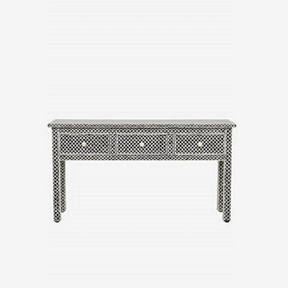 HANDMADE BLACK BONE INLAY CONSOLE TABLE IN FISH SCALE PATTERN FOR HOME AND OFFICE DECOR