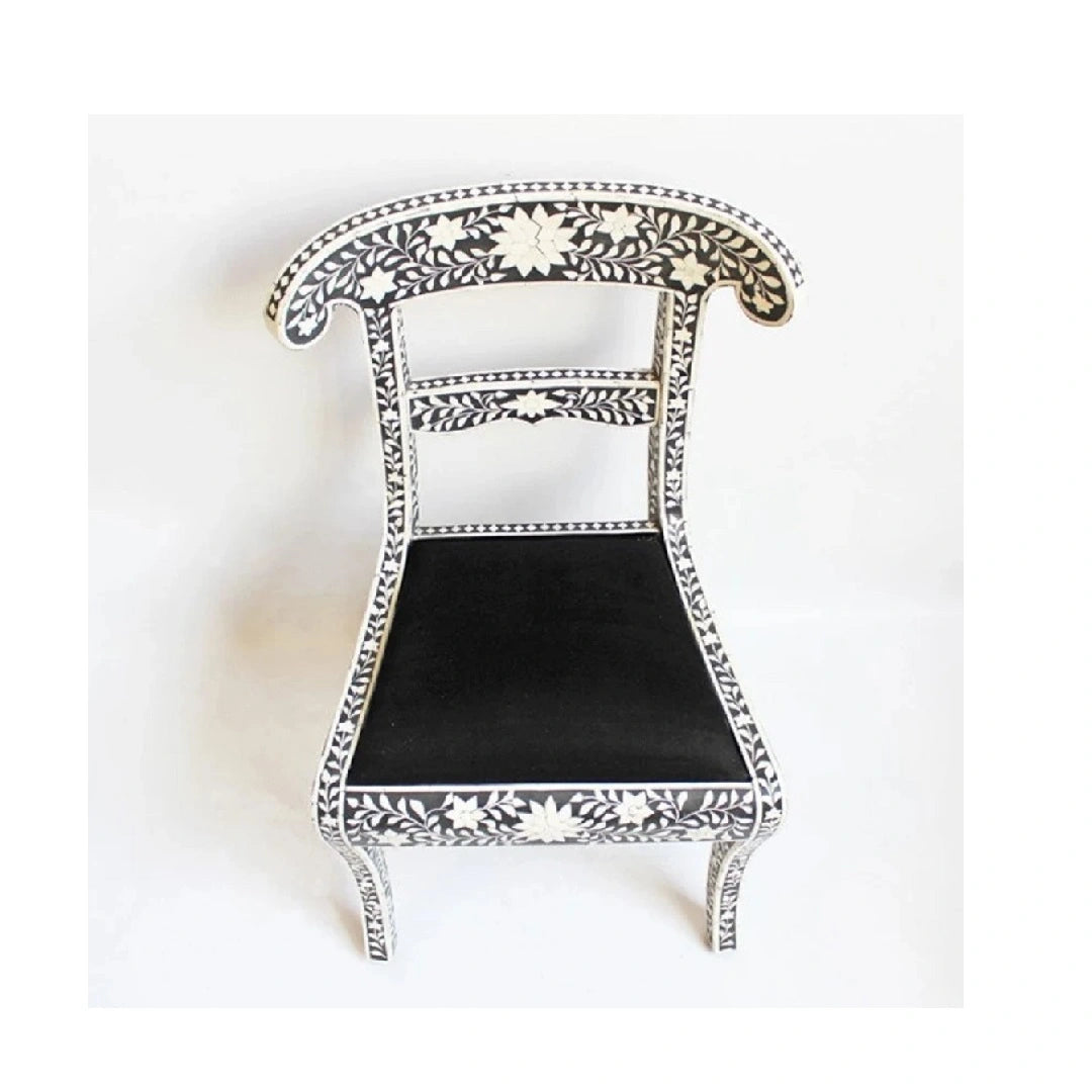 Best Handmade Bone Inlay Black Floral Chair for home decor