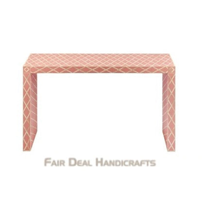 HANDMADE PINK BONE INLAY CONSOLE TABLE IN DIAMOND CUT DESIGN FOR BEAUTIFUL HOME AND OFFICE DECOR