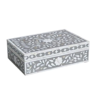 Handmade bone inlay Floral Jewellery box