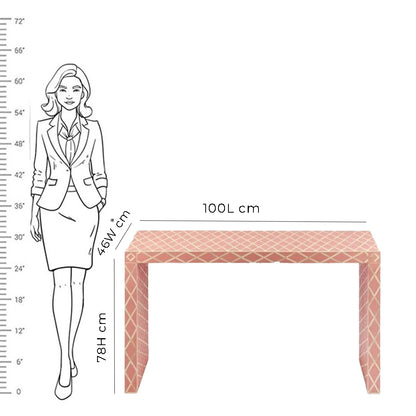 HANDMADE PINK BONE INLAY CONSOLE TABLE IN DIAMOND CUT DESIGN FOR BEAUTIFUL HOME AND OFFICE DECOR