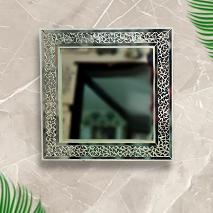 Beautiful Handmade Decorative Square Glass Mirror Inlay/ Thikri Art