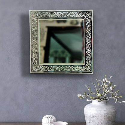 Beautiful Handmade Decorative Square Glass Mirror Inlay/ Thikri Art