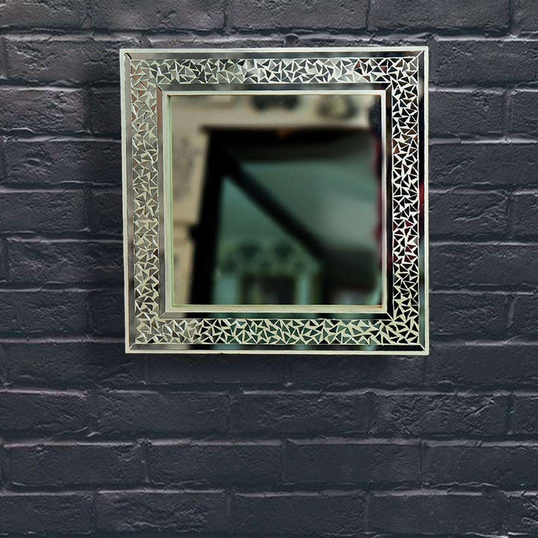 Beautiful Handmade Decorative Square Glass Mirror Inlay/ Thikri Art