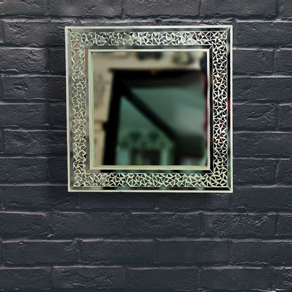 Beautiful Handmade Decorative Square Glass Mirror Inlay/ Thikri Art