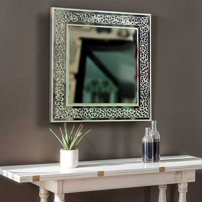 Beautiful Handmade Decorative Square Glass Mirror Inlay/ Thikri Art