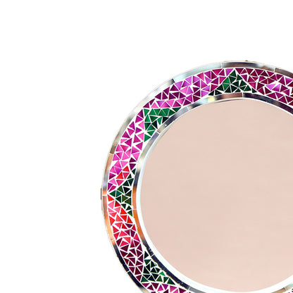 Beautiful Handmade Decorative Round Glass Mirror Inlay/ Thikri Art