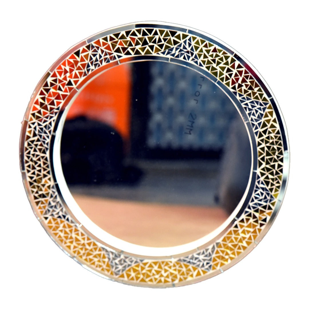 Beautiful Handmade Decorative Round Glass Mirror Inlay/ Thikri Art