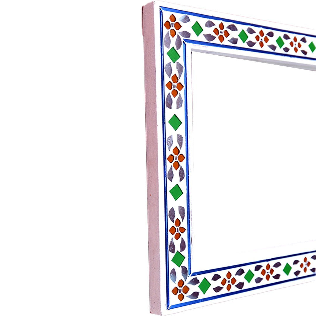 Beautiful Handmade Decorative Rectangle Glass Mirror Inlay/ Thikri Art