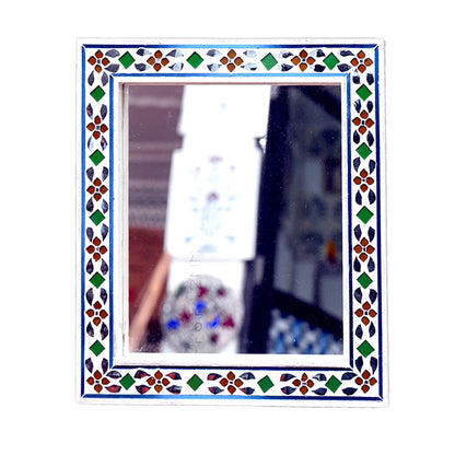 Beautiful Handmade Decorative Rectangle Glass Mirror Inlay/ Thikri Art