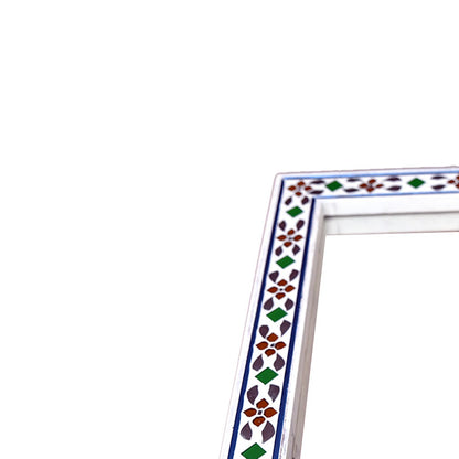 Beautiful Handmade Decorative Rectangle Glass Mirror Inlay/ Thikri Art