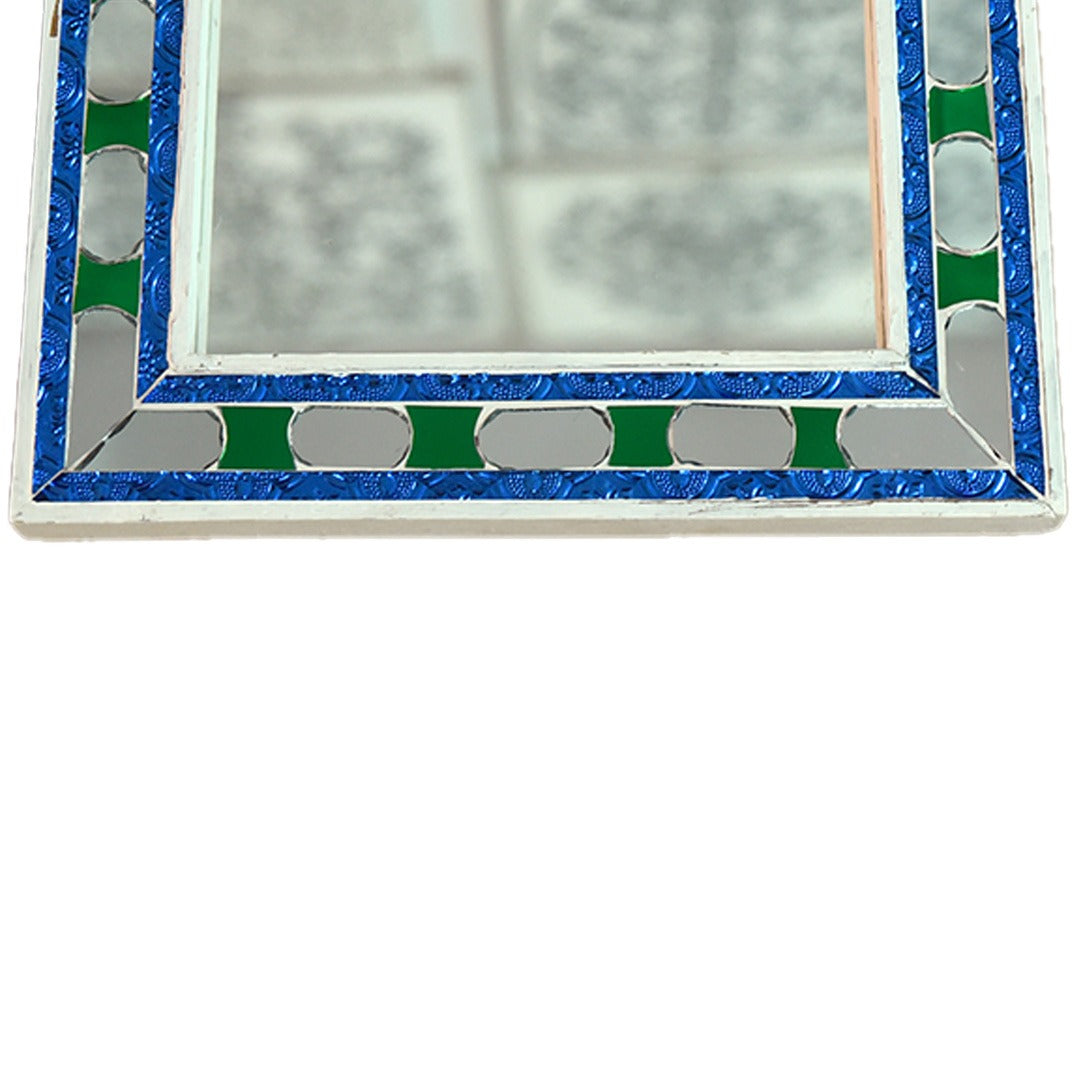 Beautiful Handmade Decorative Rectangle Glass Mirror Inlay/ Thikri Art