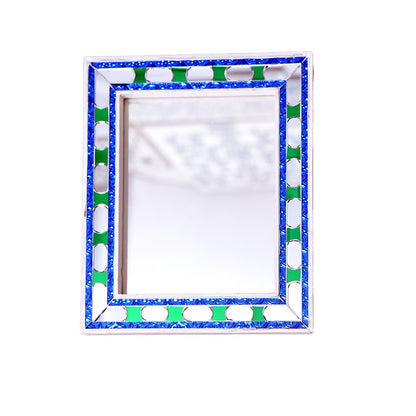 Beautiful Handmade Decorative Rectangle Glass Mirror Inlay/ Thikri Art