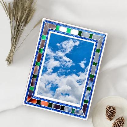 Beautiful Handmade Decorative Rectangle Glass Mirror Inlay/ Thikri Art