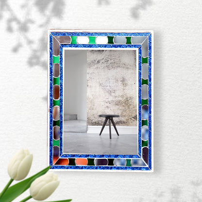 Beautiful Handmade Decorative Rectangle Glass Mirror Inlay/ Thikri Art