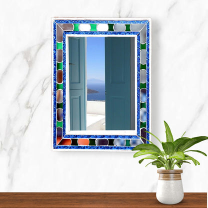 Beautiful Handmade Decorative Rectangle Glass Mirror Inlay/ Thikri Art