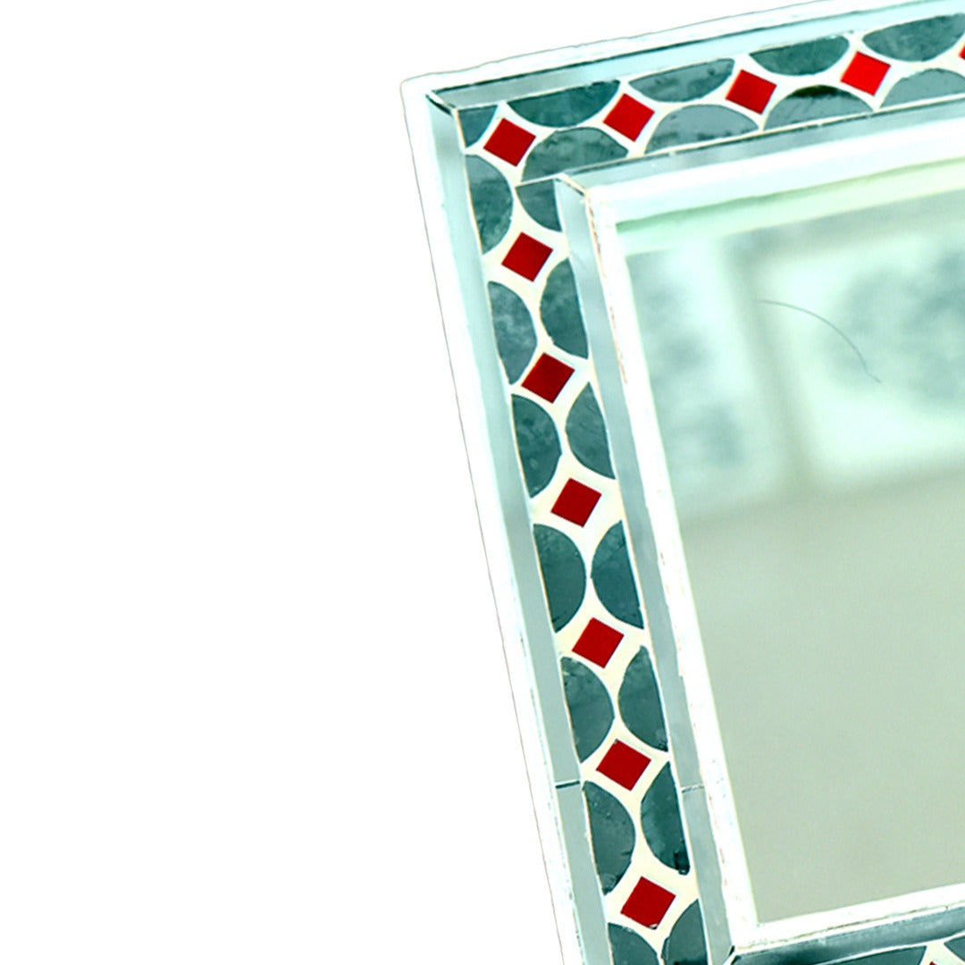 Beautiful Handmade Decorative Rectangle Glass Mirror Inlay/ Thikri Art