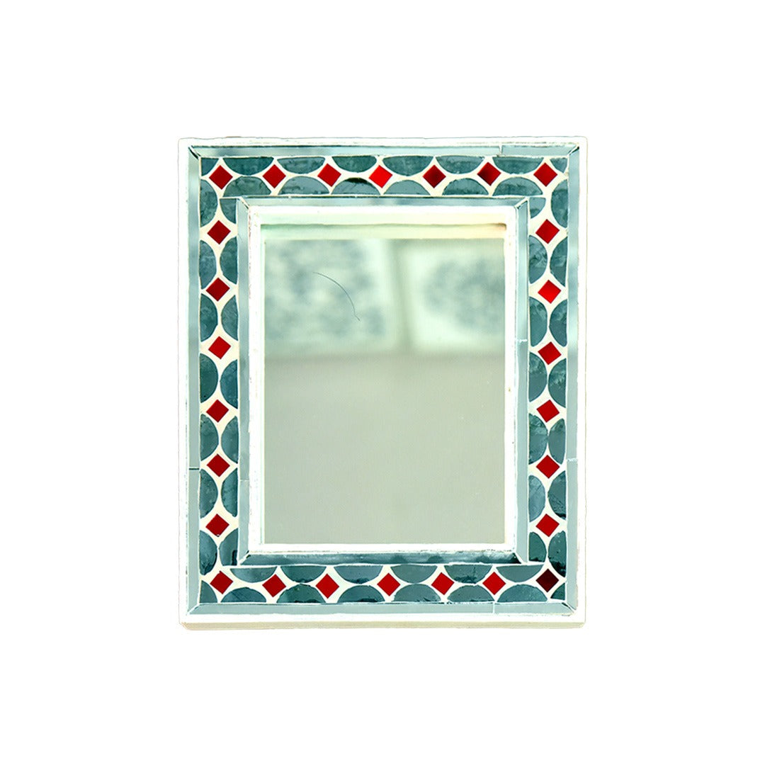 Beautiful Handmade Decorative Rectangle Glass Mirror Inlay/ Thikri Art