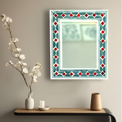 Beautiful Handmade Decorative Rectangle Glass Mirror Inlay/ Thikri Art