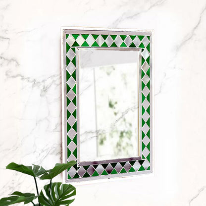 Beautiful Handmade Decorative Rectangle Glass Mirror Inlay/ Thikri Art