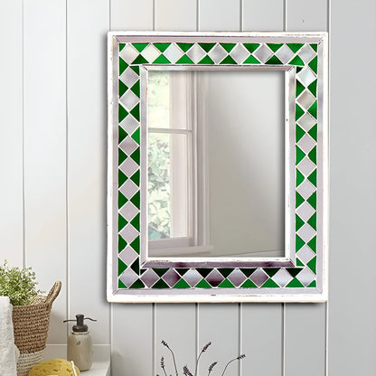 Beautiful Handmade Decorative Rectangle Glass Mirror Inlay/ Thikri Art