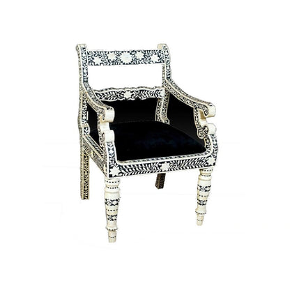 Handmade Bone Inlay Black Chair for Home Decor